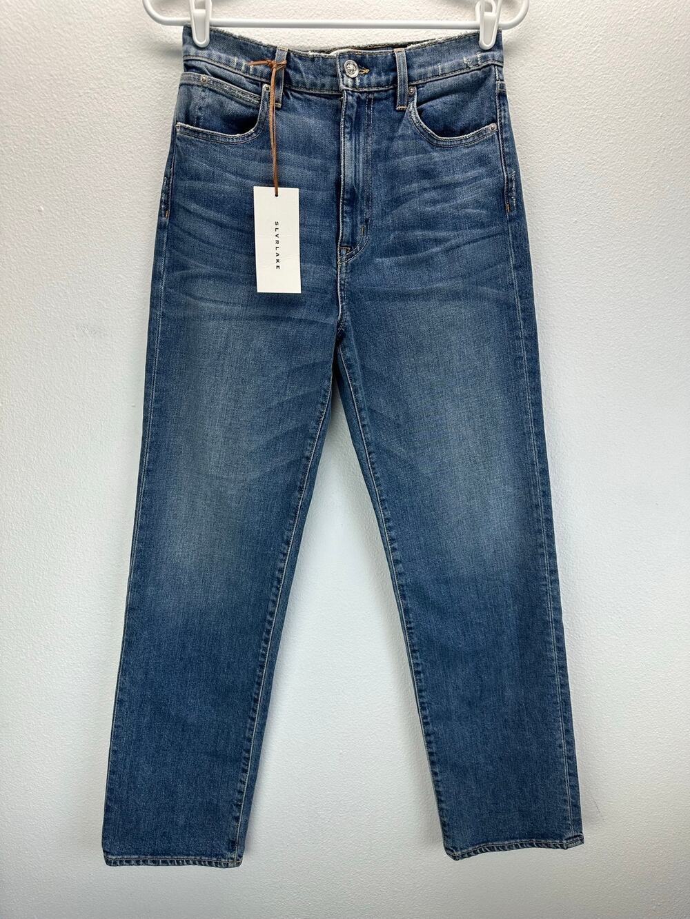 NWT SLVRLAKE London Jeans High Rise Straight Leg Bluebird Size 28